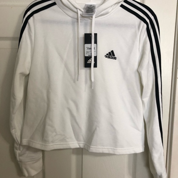 Adidas White Hoodie with Black Stripes - Picture 1 of 2